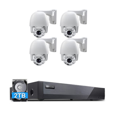 NIGHT VISION UIN PTZ 24/7 IP Camera Security System Kits 4Pcs 5MP PTZ 5X IP66 Camera 8CH 4K H.265 POE NVR Support Two Way Audio Recording